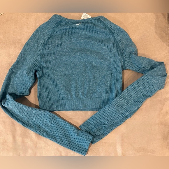 Gymshark Teal Women's Crew Neck Long Sleeve Crop Top Size Small - Picture 2 of 6